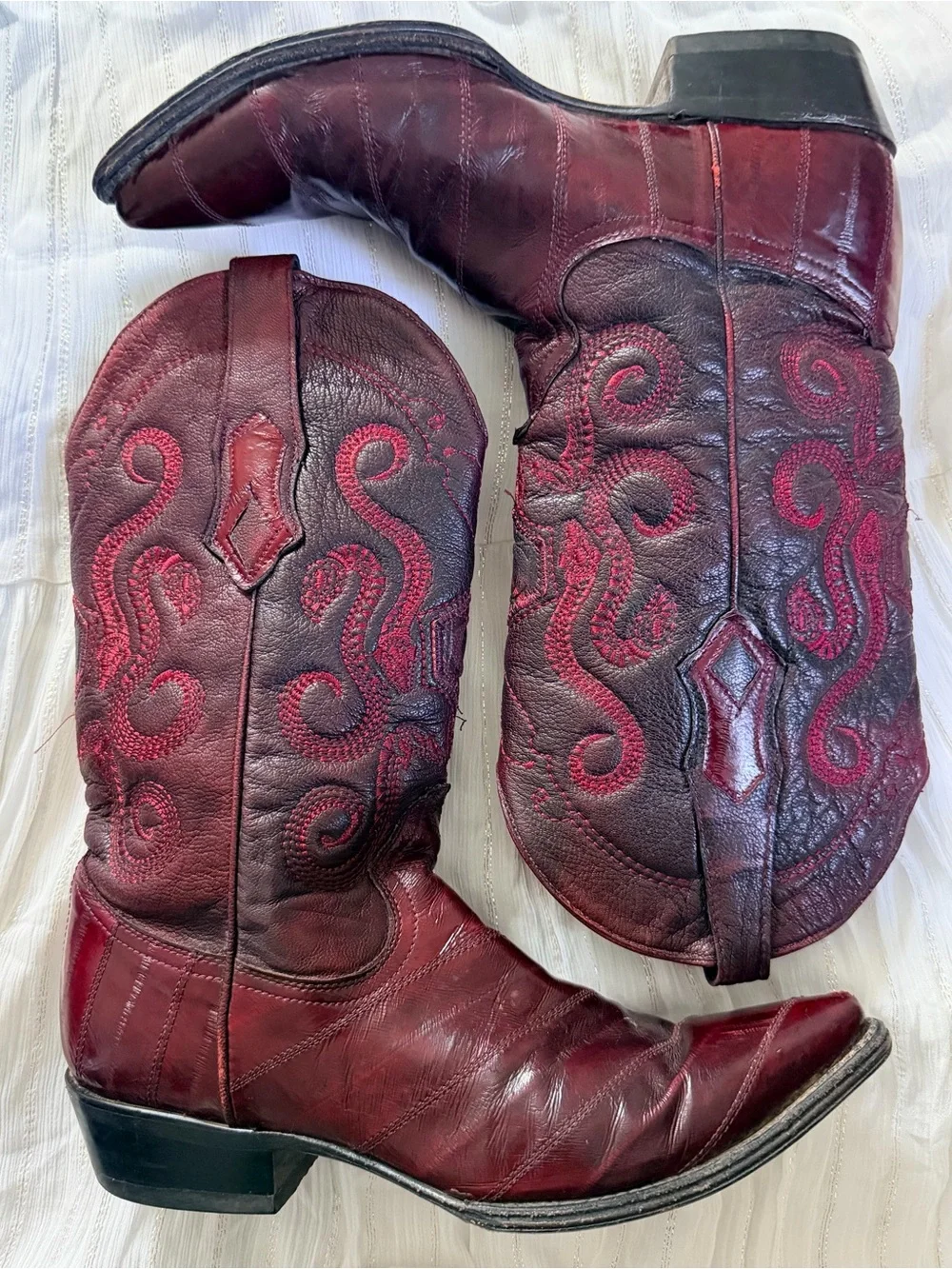 Cuadra Men’s Western Cowboy Boots Burgundy Leather Snip Toe 10 EE Style 65840